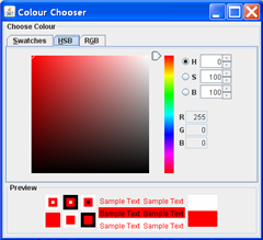 Screenshot of HSB colour chooser