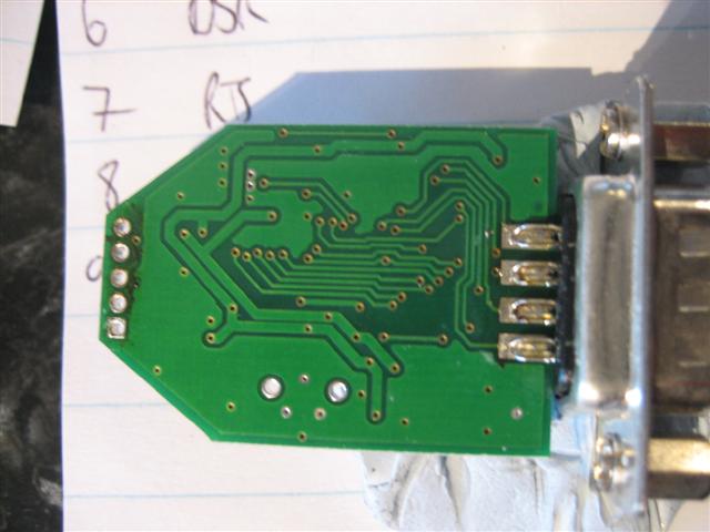 Result of partially desoldering the RS232 connector